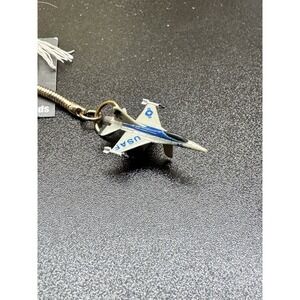 USAF Fighter Jet Airplane Keychain New Vintage Die Cast Mini Aircraft Gold Tone